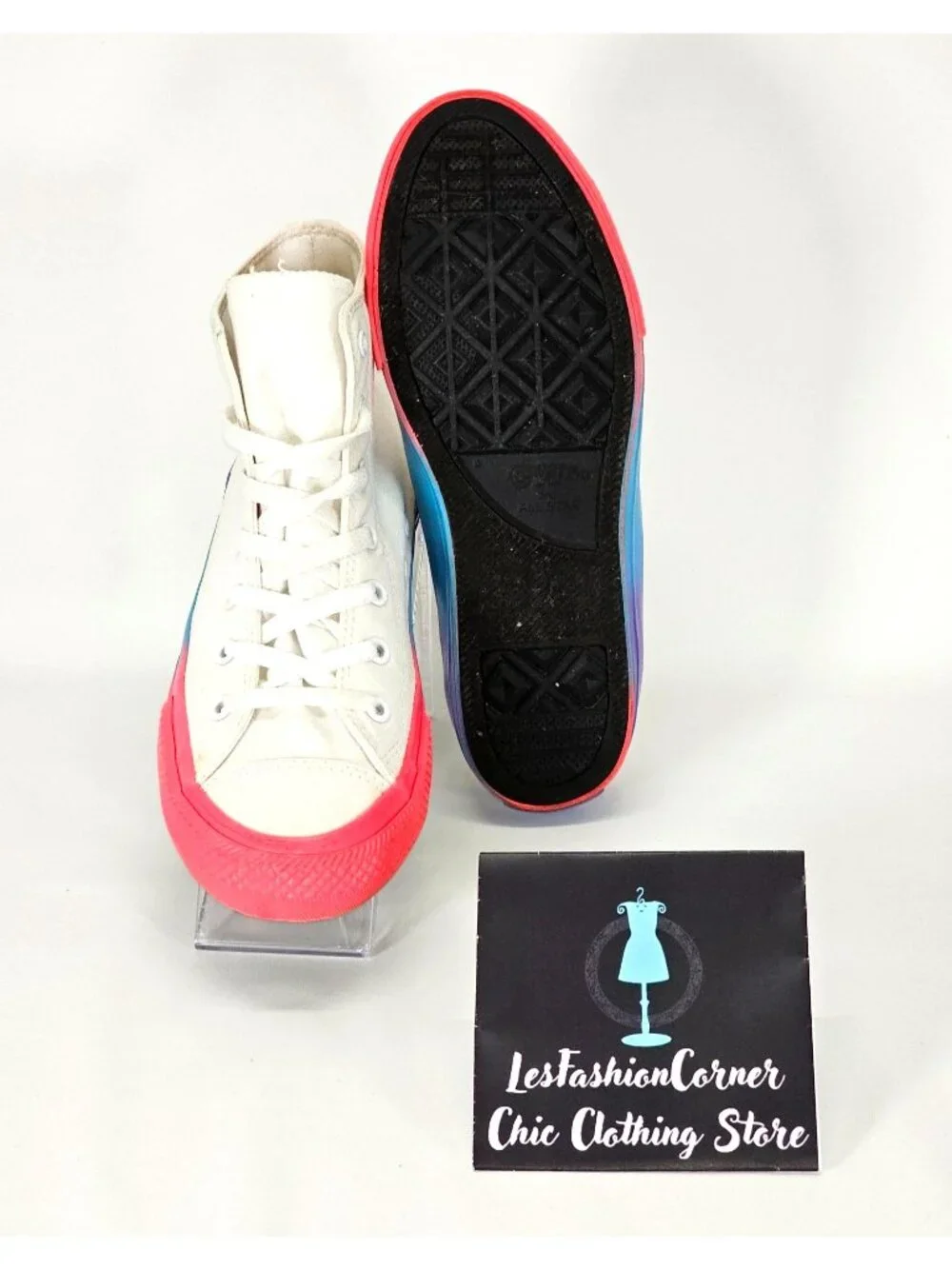 Converse  Junior White Cotton Chuck Taylor All Star Rainbow Sneakers Size 6 2043 - Picture 8 of 16